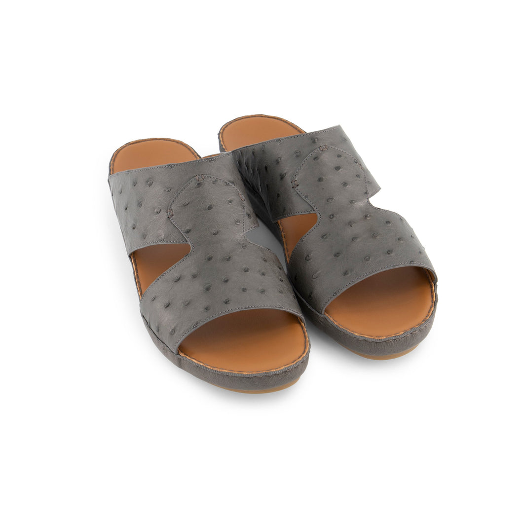 Arabic Crown Sandals  in Grey (Ostrich)
