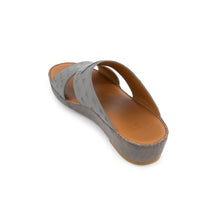 Load image into Gallery viewer, Arabic Crown Sandals  in Grey (Ostrich)
