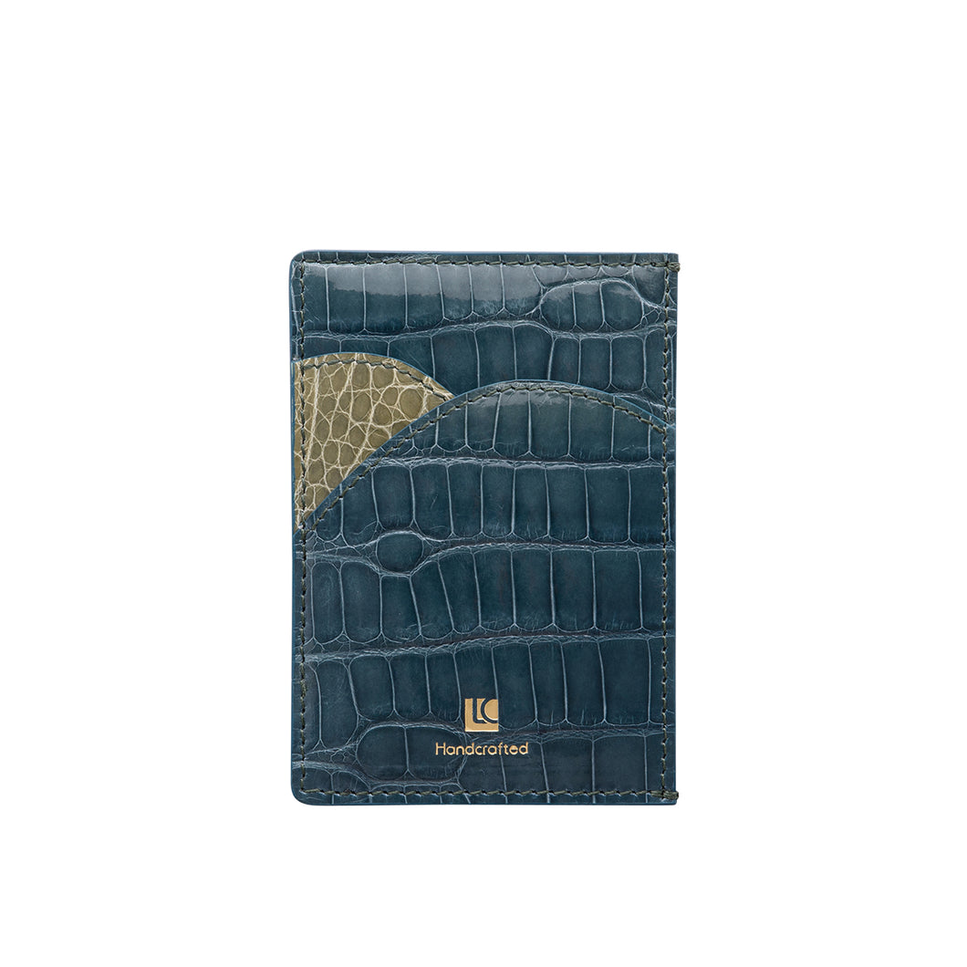 Credit Card Holder D2 in Sea Blue and Olive