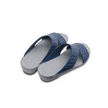 Load image into Gallery viewer, Mens Arabic Sandals Buckle in Cross Stitch in Blue &amp; Grey

