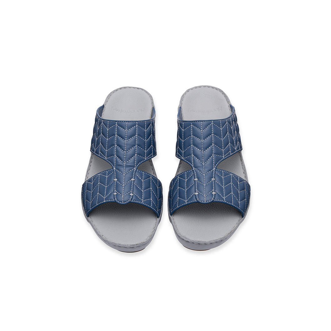 Mens Arabic Sandals Buckle in Cross Stitch in Blue & Grey
