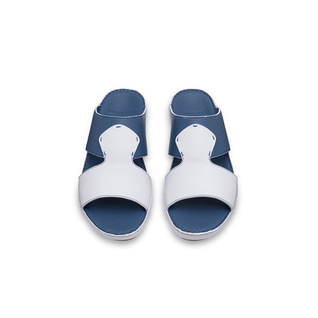 Mens Arabic Sandals Crown in Calf in Blue & White